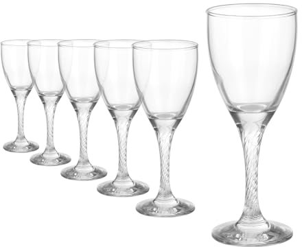 PASABAHCE Set de 6 verres à vin blanc en verre transparent Twist décor de table