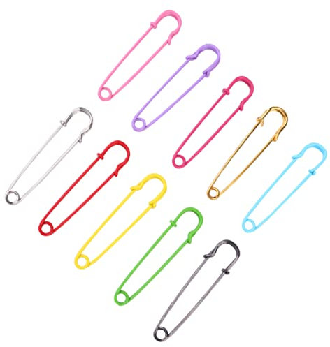 Amosfun 10stücke Große Bunte Heavy Duty Sicherheitsnadeln Retro Metallbroschen Clips Für Dicke Stoffe Schals Decken Stricken Bastelarbeiten Vielseitig Für Schule Und Büro