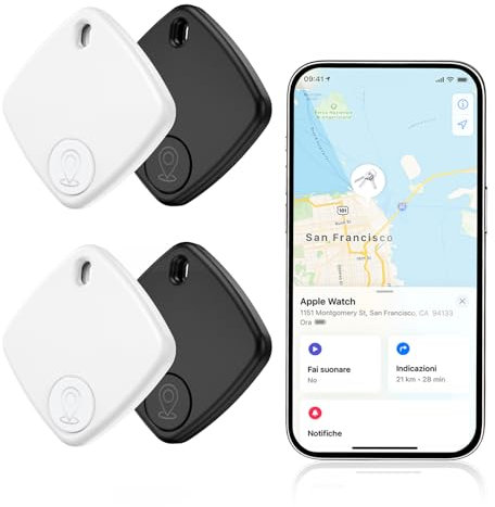 Olycism Key Finder 4 Packs Item Finders GPS Tracker Devices for Key Wallet Suitcase Kids Pets Luggage (iOS only) black white 98 Feet Finding Range IP65 Waterproof Replaceable Battery Gifts