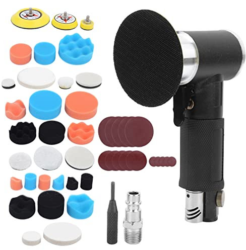 Buachois 48 Pezzi Lucidatrice per Auto, Levigatrice Pneumatica Mini Palmare per Lavori di Carrozzeria, Set di Lucidatrici per Smerigliatura e Lucidatura