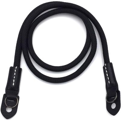 Caruba Climbing Rope Neckstrap (Zwart) - Comoda tracolla per fotocamera compatta, sistema e reflex | lunghezza regolabile, 100 cm, diametro 0,8 cm