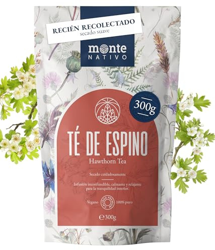 Té de Espino Monte Nativo (300 g) - Hojas y Flores de Espino 100% puro y natural - Delicioso Té de Flores de Espino para infusiones de hierbas y decoración de postres - Té de Hierbas - Té de frutas