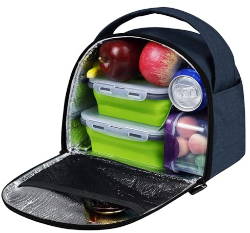 Gloppie Thermotasche Klein Kühltasch Lunch-Tasche Lunchtasche Leichte Picknicktasche Mittagessen Isoliertasche für Frauen Herren, Blau