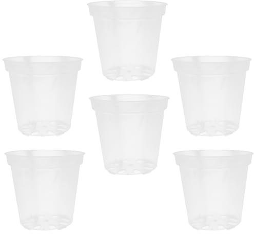 PAMINGONO 6piezas Macetas Transparentes para Orquídeas con Agujeros, Maceteros de Plástico Ventilados para Jardín, Sustrato Pequeño para Cultivo y Drenaje Saludable
