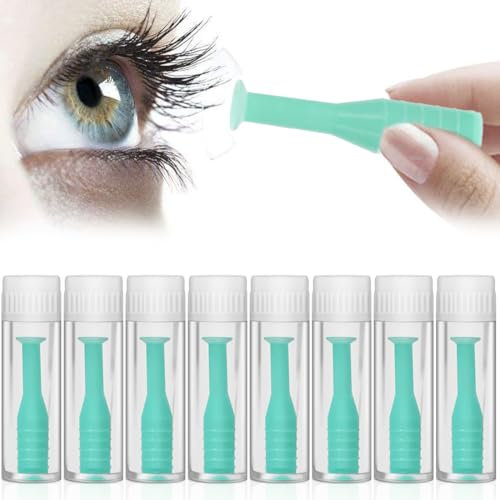 AIYVELU 8 Stück Kontaktlinsen-Saugnapf, Silikon-Kontaktlinsen-Entferner, Kontaktlinsen-Einsatz-Entfernungs-Werkzeug, Einsetzhilfe Kontaktlinsen-Saugnapf mit Hartlinsen-Flasche, grün