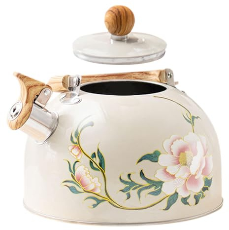 Ciieeo Kettle with Flower Pattern Portable Kitchen Water Kettle for Stovetop Quick Heating Sounding Easy to Clean and Compact Design
