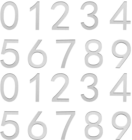 sourcing map 20Pcs Self Adhesive Mailbox Numbers, 2 Acrylic Door Address Sign Stickers, Raised 3D Effect, for Residence, Apartment, Office Room, Mailbox (Number 0-9, Silver Tone)