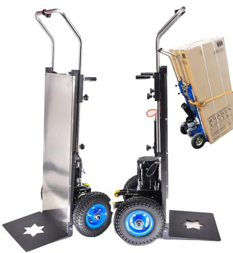 Carretillas Mano Subir Escaleras Motor Carretilla eléctrica para Subir escaleras, 1200 W, Plegable, con Capacidad de Carga de 400 kg, para Ahorrar Mano de Obra, con batería extraíble de 48 V