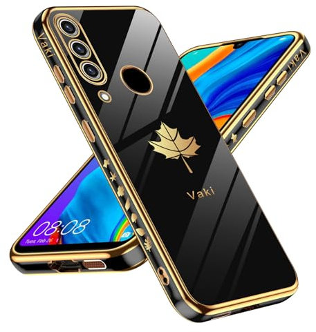 Handyhülle für Huawei P30 Lite Hülle, Silikon TPU Soft Stoßfest Galvanisierte Kameraschutz Schutzhülle P30 Lite, Case für Huawei P30 Lite Weich Ultra Dünn Cover Tasche (Schwarz)