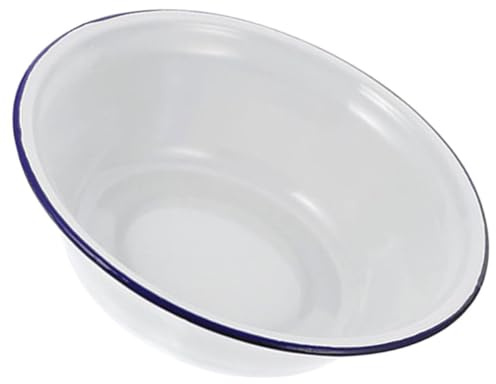 SHOWERORO Vintage Enamel Dish Deep Round Baking Plate Heavy-Duty Enamel Basin for Pies Cakes Bread Elegant Kitchen Serveware for Family Gatherings