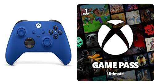 Xbox Manette sans Fil - Shock Blue PourSeries X, Series S, One, Windows 10 & 11, Android et iOS + Game Pass Ultimate - 1 Mois Abonnement
