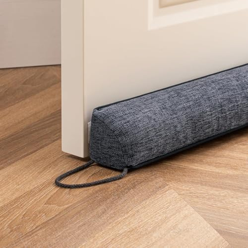 HBselect Zugluftstopper für Türen 91cm, Rechteckiger Winkel Türdichtung Unten, Zugluftstopper Windstopper Schutz vor Luftzug und Lärm Geeignet für Türen und Fenster Dunkelgrau