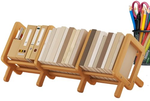 Kustimantu Desktop -, Desktop -Bücher,Hölzerne Kipptisch -Buchhandlung - Einstellbarer Buchstandstand, Multifunktionaler platzsparender Organisation für Home Library Student Tisch Kaffeetisch