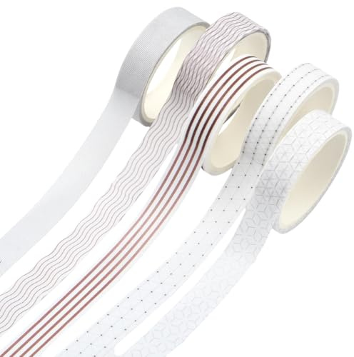 SOFPLATE 5 rouleau de Ruban Adhésif Décoratif Marron de 10mm pour Scrapbooking Papier de Masquage Bordures à Pois Coloré Esthétique Autocollant Créatif pour Scrapbooking Journal Emballage Cadeau Brico