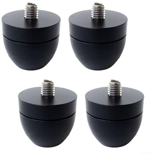 Durashmall Audio Stoßdämpfende Fußpolster, Aluminiumlegierung, Isolationsfüße, Plattenspieler, Plattform-Pads, Vibrationsdämpfung für HiFi-Geräte, 4 Stück, Schwarz