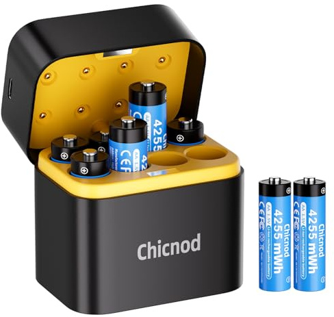 CHICNOD Rechargeable AA Lithium Batteries with Fast USB-C Charger, 8-Pack 4255 mWh 1.5V Constant Voltage for Blink Outdoor Camera, Xbox Controller, Flashlights – 2000+ Cycles