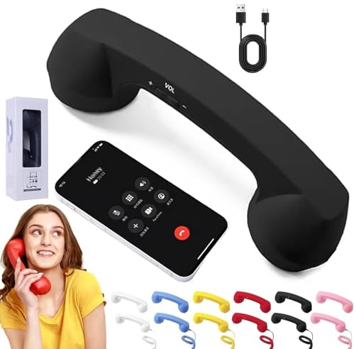 Auricular De Teléfono Retro, con Conector Tipo C Y Bluetooth, Estilo Teléfono Fijo, Adaptador De Teléfono Vintage A Fijo, Compatible con Teléfonos Móviles, con Botón De Respuesta, Micrófono Y Altavoz