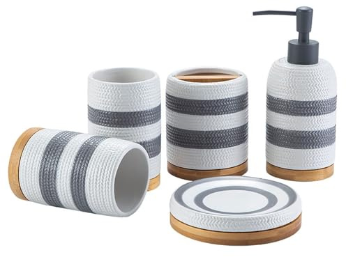 Bathroom Sets Juego de Accesorios baño Modernos: dispensador, Bandeja for jabón, Soporte for cepillos Dientes y Vaso Coastal Decor