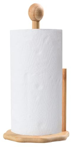 GAESHOW Portarotolo da cucina in legno, supporto per rotolo da cucina, porta rotolo di carta a doppia colonna con base in legno stabile per tavolo da pranzo, decorazione per la casa