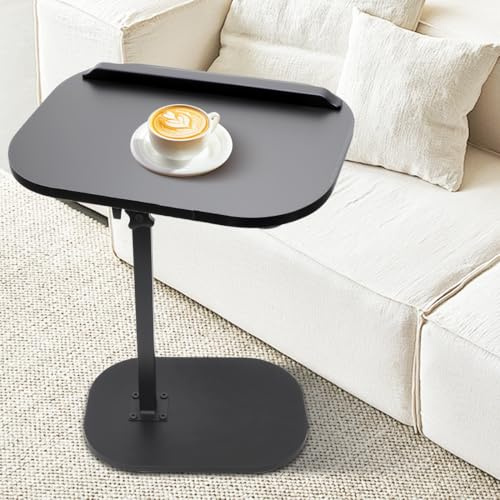 Beistelltisch C-Form, 360° Drehbarer Beistelltisch, Höhenverstellbar Sofatisch, Wohnzimmertisch Couchtisch Klein, Kaffeetisch Sofa Table Betttisch Laptoptisch für Schlafzimmer Wohnzimmer (Schwarz)