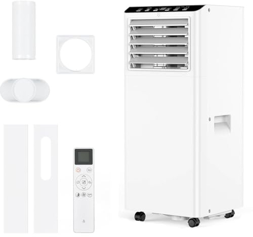 Climatiseur Mobile 9000 BTU, Mobile Klimageräte Avec Tuyau d’évacuation, Climatiseur Mobile Silencieux <50 DB Pour Pièce 30–40 M², 4-En-1 : Refroidissement, Déshumidification, Ventilation, Follow Me