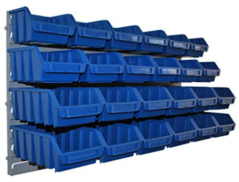 24x Lagersichtboxen in verschiedenen Größen Blau mit Wandhalterung Lagerbox Sichtlagerbox Aufbewahrungsbox Stapelboxen Werkstatt Box Sortimentskasten Kunststoff Lager Lagerbehälter Stapelbox Regalbox Kasten Sichtlagerkasten Sortimentskasten Lagerkiste Stapelkisten