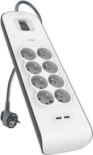 Belkin BSV804ca2M 8 prises Avec 2 ports USB - Blanc
