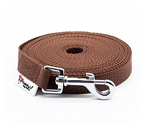 Twinkys Dog Style Hundeleine Schleppleine OHNE Handschlaufe Braun 5 Meter 20 mm breit für Hunde bis 50 kg Made IN Germany