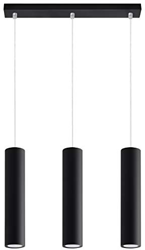 SOLLUX lighting Hängelampe Pendelleuchte Hängeleuchte - Deckenlampe Stahl - 3 Flammig - LED Lampe Glühbirne - Schwarz Lagos