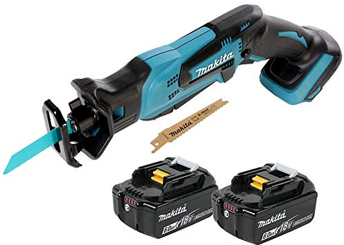 Makita DJR183Z 18V Cordless Li-ion Mini Reciprocating Saw with 2 x 6.0Ah Batteries