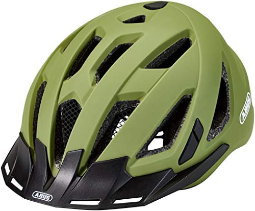 ABUS Stadthelm Urban-I 3.0 - Fahrradhelm mit Rücklicht, Schirm und Magnetverschluss - für Damen und Herren - Grün, Größe L