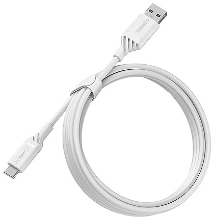 OtterBox verstärktes USB-A auf USB-C Kabel, Ladekabel für Smartphone und Tablet, Ultra-Robust und getestet auf Biegsamkeit und Flexibilität, 2M, Weiß