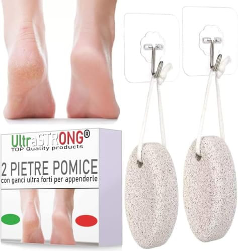 Pietra Pomice Per Piedi, Esfoliante Piedi UltraSTRONG - Qualità Garantita - 2 pietre pomice piedi, pedicure naturale, scrub rimozione pelle morta e calli piedi - pulizia piedi