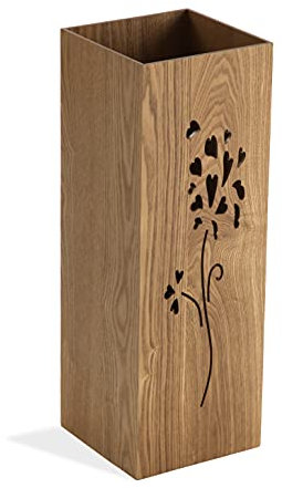 Versa Paraguero madera MDF con flor – Medidas: 22x22x48cm