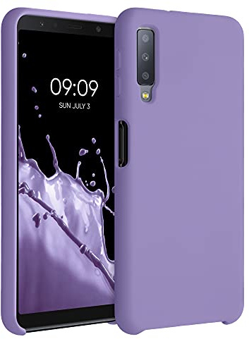 kwmobile Hülle kompatibel mit Samsung Galaxy A7 (2018) Hülle - Silikon Handy Case - Handyhülle weiche Oberfläche - kabelloses Laden - Veilchen Lila