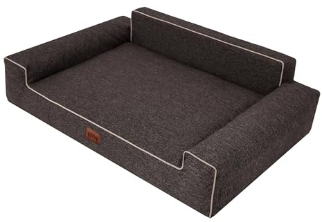 HOBBYGARDEN Hundebett Hundekissen Bett Kissen Haustierbett Hundeliegen Hundesofa Hundecouch Liegen Sofa Hundekorb Tierbett Weich, Braun, 116 x 78 cm