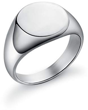 Joliernelle Round Siegelring Damen/Herren, Edelstahl/Gold Bandring Größe 49-67