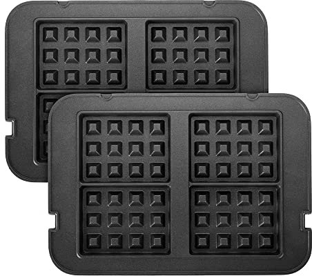 Ultratec Juego de planchas para gofres para parrilla de contacto y parrilla de mesa 2 en 1, para preparar gofres belgas, fácil de insertar con mecanismo de clic, apto para lavavajillas