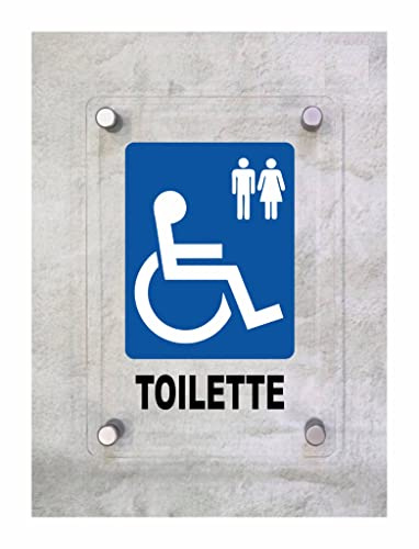CARTELLO IN PLEXIGLASS SEGNALETICO - TOILETTE - Con Distanziali in acciaio inox e Stampa U.V. (21x30 cm)