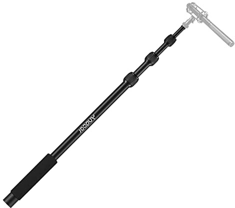 Andoer Handheld Microphone Boom Arm 4-Section Extendable Mic Arm Aluminum Alloy Boom Pole for Microphones 1/4 Inch Screw Thread with Foam Grip Twist Locks 45-155cm Adjustable Length 2kg Load Capacity