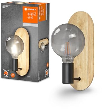 LEDVANCE DECOR Wood Wall Wandleuchte, schwarz/holz, E27,IP20, Single-Pack