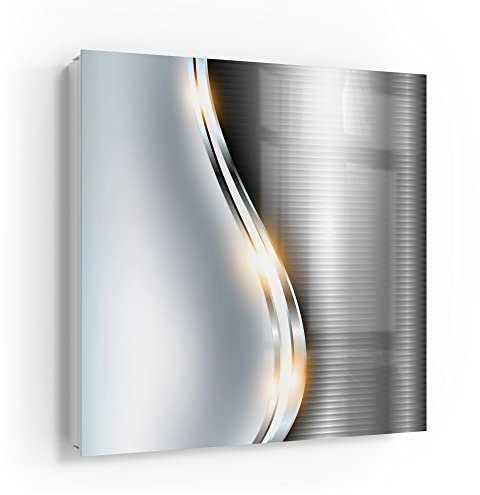 DEQORI Schlüsselkasten weiß | 30x30 cm | Motiv Elegantes Vektordesign | Glas & Metall Schlüssel-Box | Schlüsselschrank mit 50 Haken + 2 Magnete | Moderne Design Box magnetisch & beschreibbar