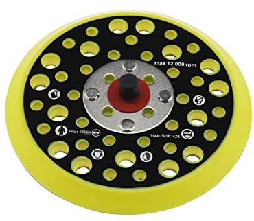 eMagTech 125mm 5 Inch Backing Pad Compatible with Mirka Ceros/Deros 44 Holes 5/16 Thread Attachment Sander Hook & Loop Backing Pad Power Tool Accessories