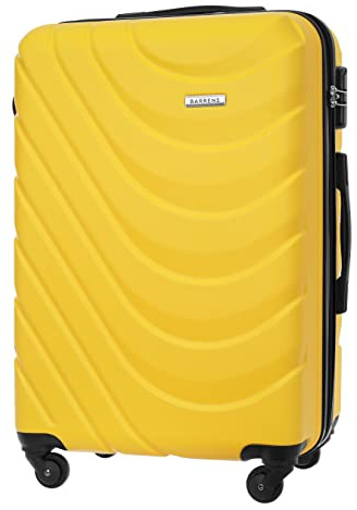 BARRENS Valigia media | Bagaglio da stiva | 67x46x26 cm | 63 L | Valigia da viaggio Cipher Lock | Ruote 4x360 | Custodia rigida | Compatibile con le compagnie aeree | Giallo