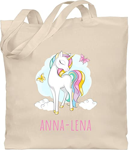 Geschenk mit Namen personalisiert by Shirtracer - Baumwolltasche - Einhorn mit Name personalisiert Geschenk Unicorn I Einhörner Kinder Geschenk