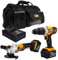 JCB 18V Cordless Combi Drill & 112mm Angle Grinder, 2X 5.0Ah Battery, Fast Charger, 20 Power Tool Kit Bag, 3 Year Warranty