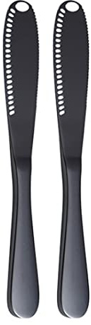 DOGARI Butterschneidewerkzeug, Butterstreuer, Edelstahl, Reibe, schwarz, professionell, 3-in-1 mit Löchern, Wellenschliff, 2 Buttermesser