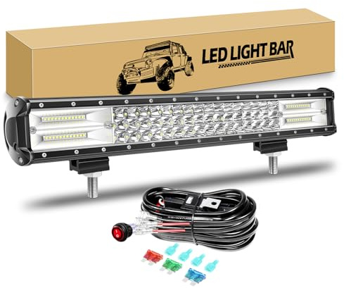 RIGIDON Barra Led 51 cm 20 288W Luz 4x4 Coche con 12V Cableado Kit | 6000K Blanco, IP67 Impermeable, Largo Alcance Barra Luminosas Led para 4x4 Coche Offroad Camión SUV ATV UTV Todoterreno Barco
