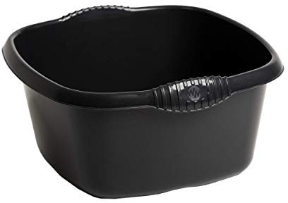 32cm Stylish Square Washing Up Bowl With Integral Handle 9L Litre High Gloss Finish Strong and Durable Plastic Perfect For Home, Kitchen and Sink Use and Easy To Maintain (Midnight Greyish)