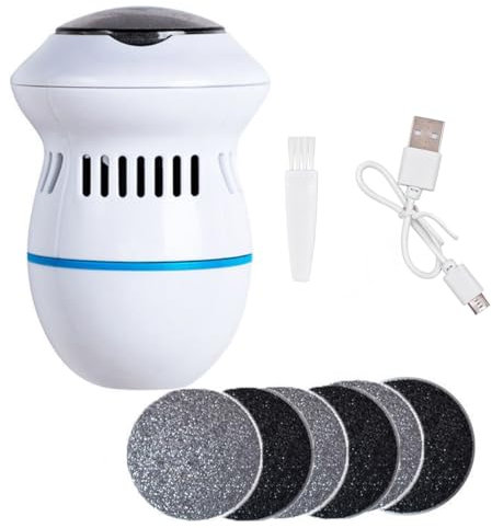 ANCLLO Elektrischer Fuß-Hornhautentferner, automatisches Staubsaugen, wiederaufladbarer elektrischer Fußschleifer mit 6 Ersatz-Schleifköpfen für Spa-ähnliche, glatte, weiche Füße